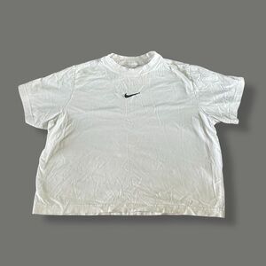 [Nike] White Crop Tee with Black Swoosh